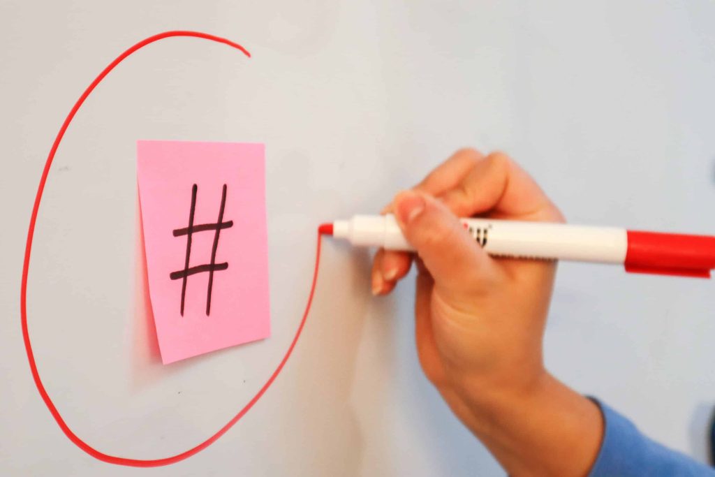 hashtag on a sticky note