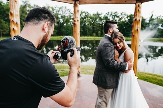 newlyweds getting photographed