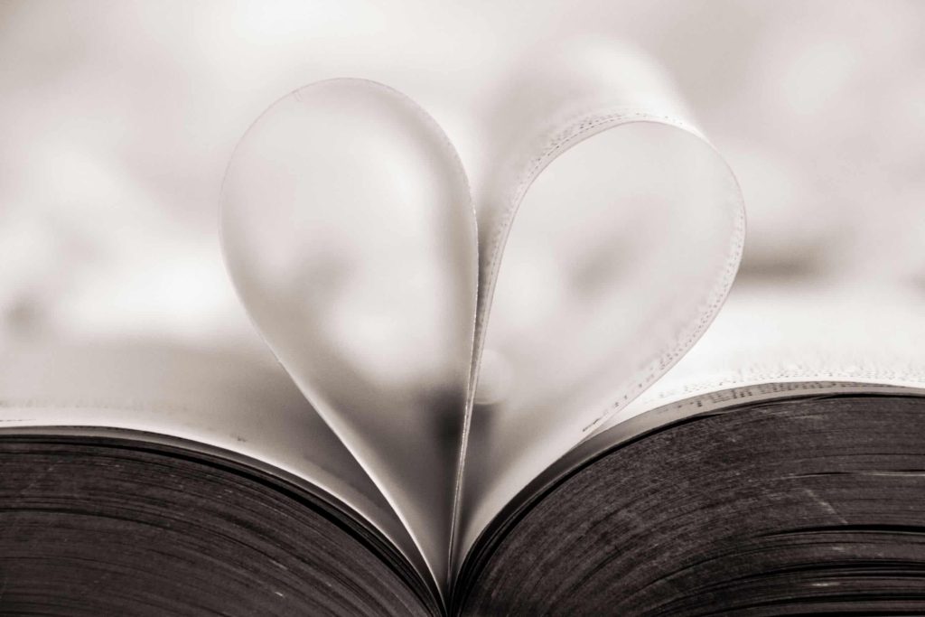 heart shaped pages on a book
