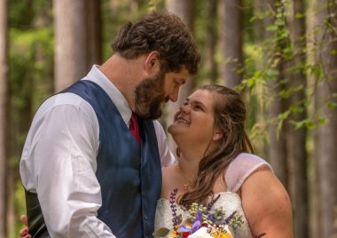 newlyweds looking at each other's eyes