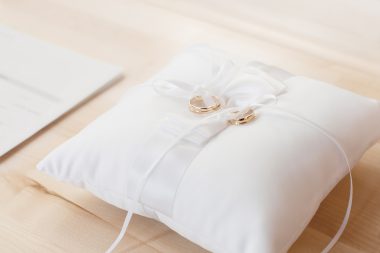 wedding ring on pillow