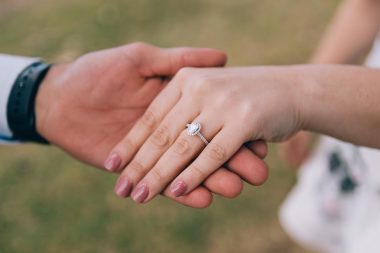 woman showing off her engagement ring