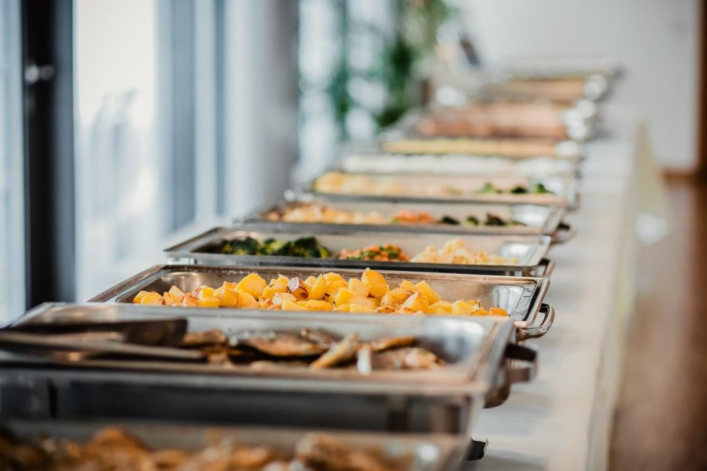 food at a wedding served buffet style