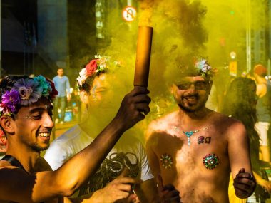 gay people in yellow gas bomb