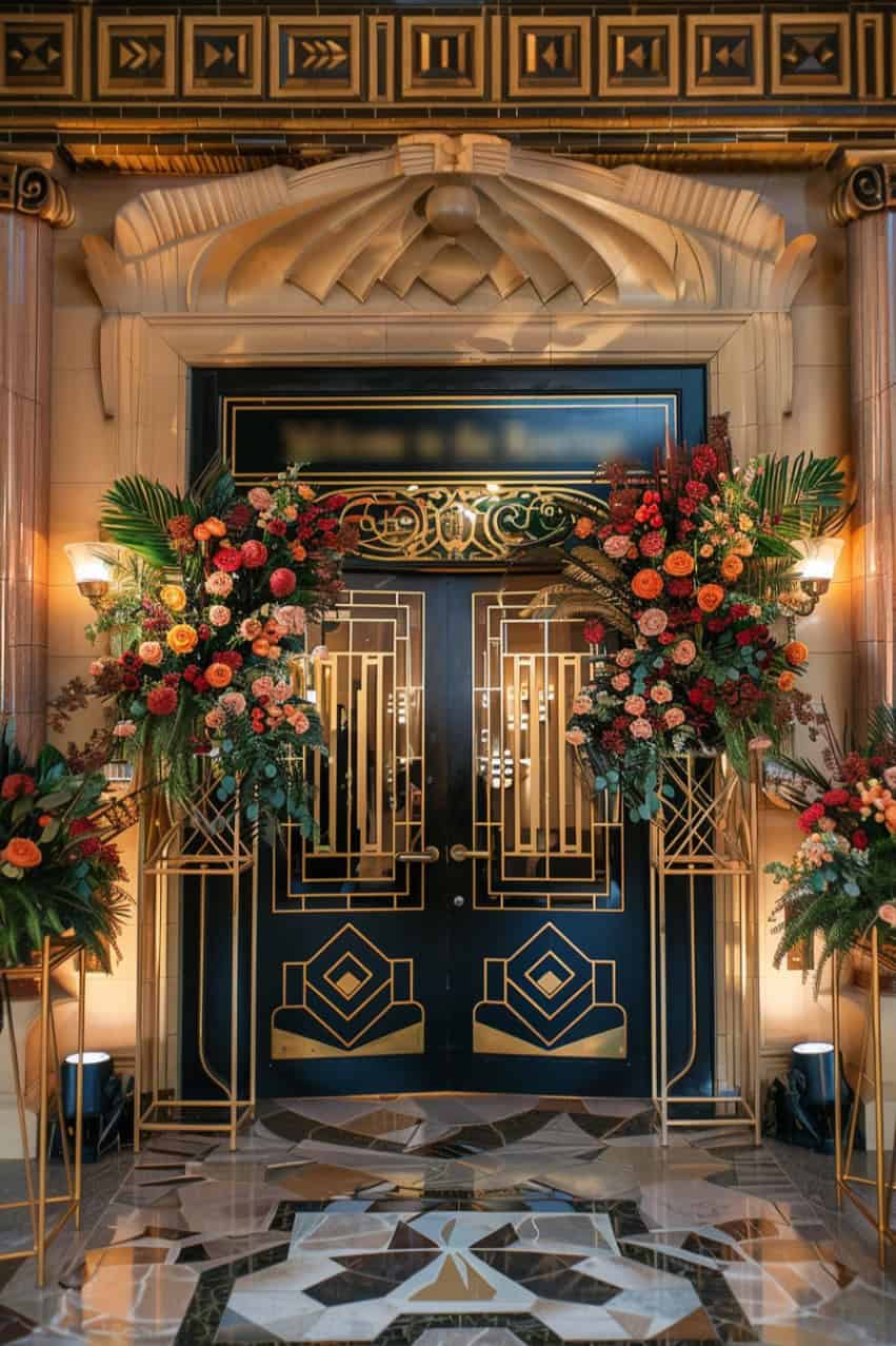 1920s themed wedding venue entrance