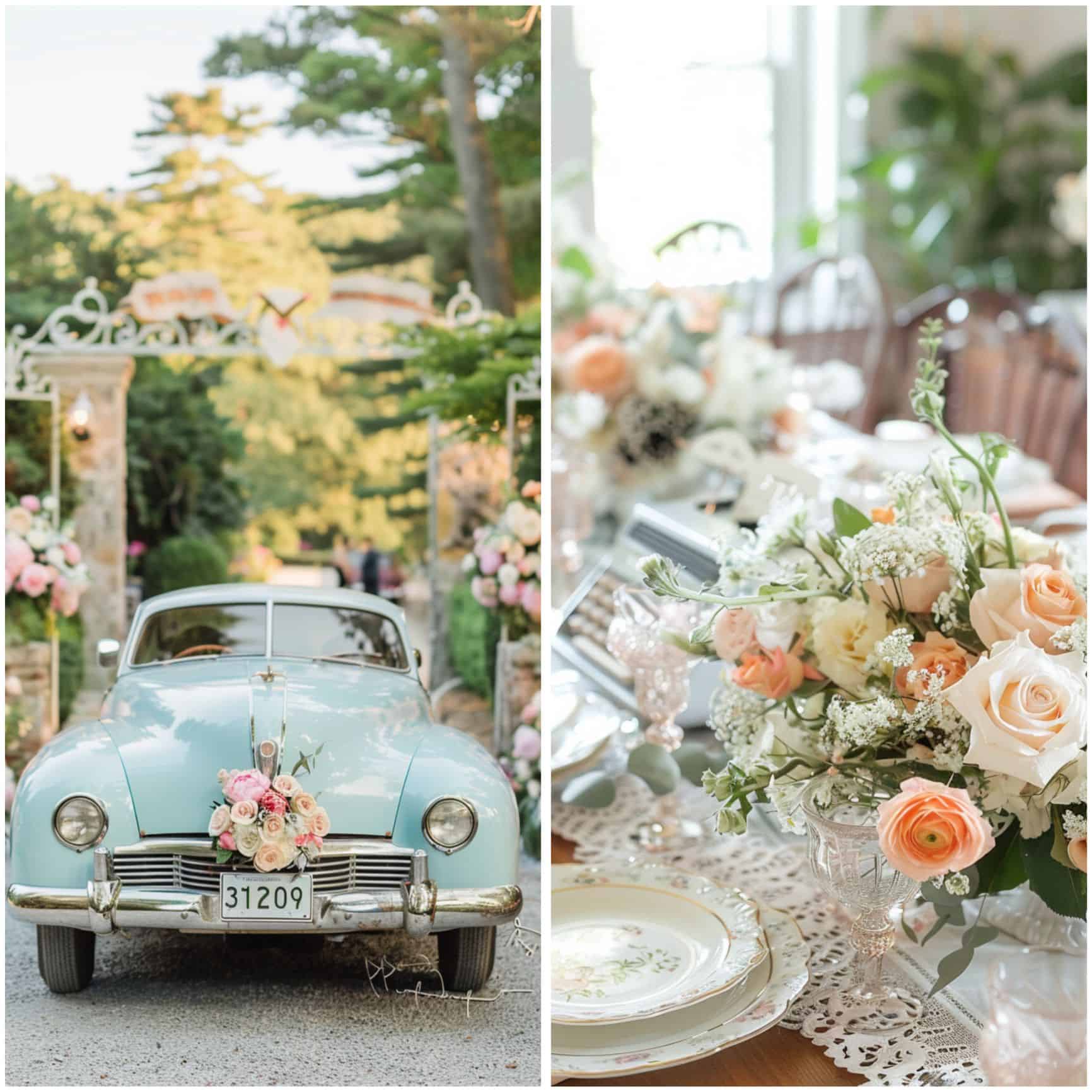 1940s-themed pastel wedding