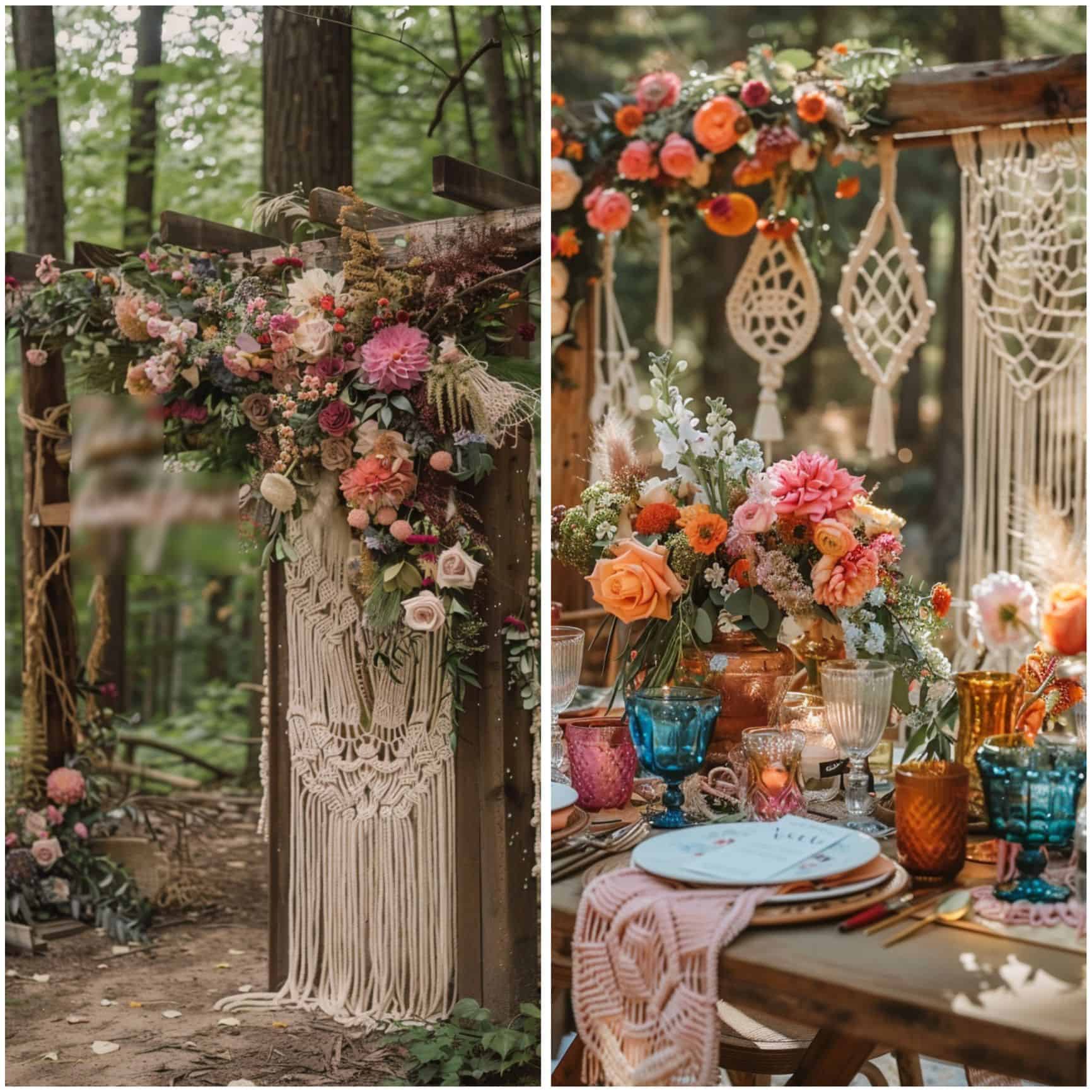 1960s boho themed vintage wedding