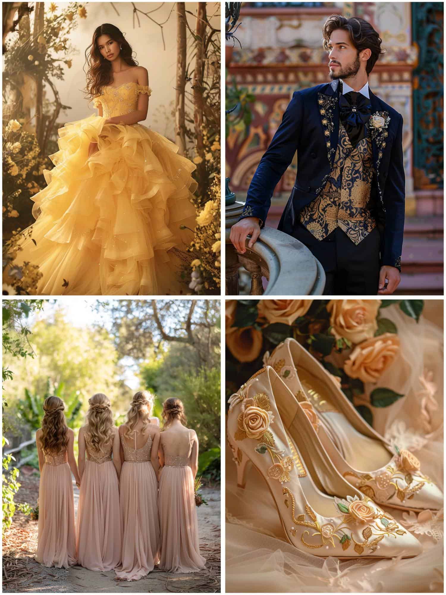 beauty and the beast-inspired wedding attire