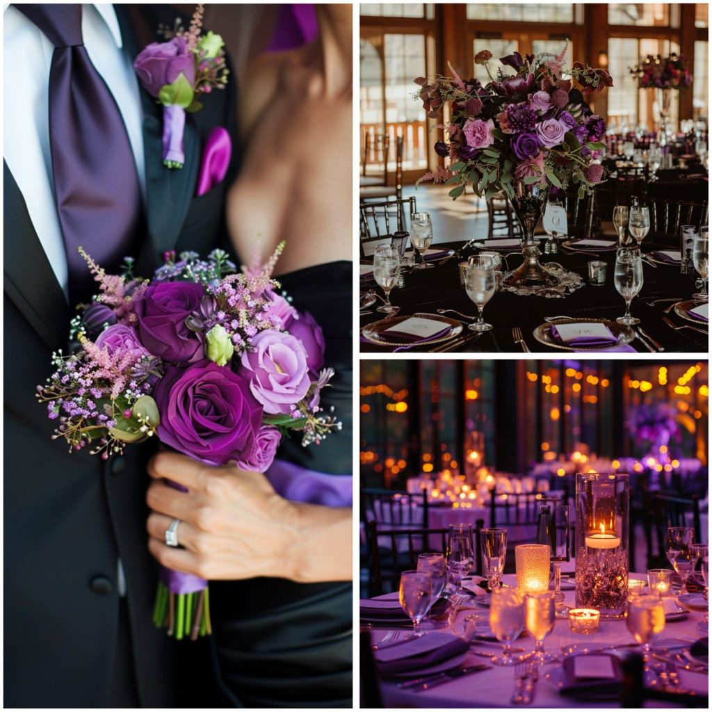 Black and Purple Wedding Theme Ideas Color Palette