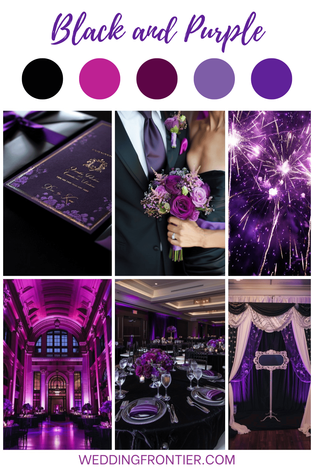 Black and Purple Wedding Theme Ideas Color Palette