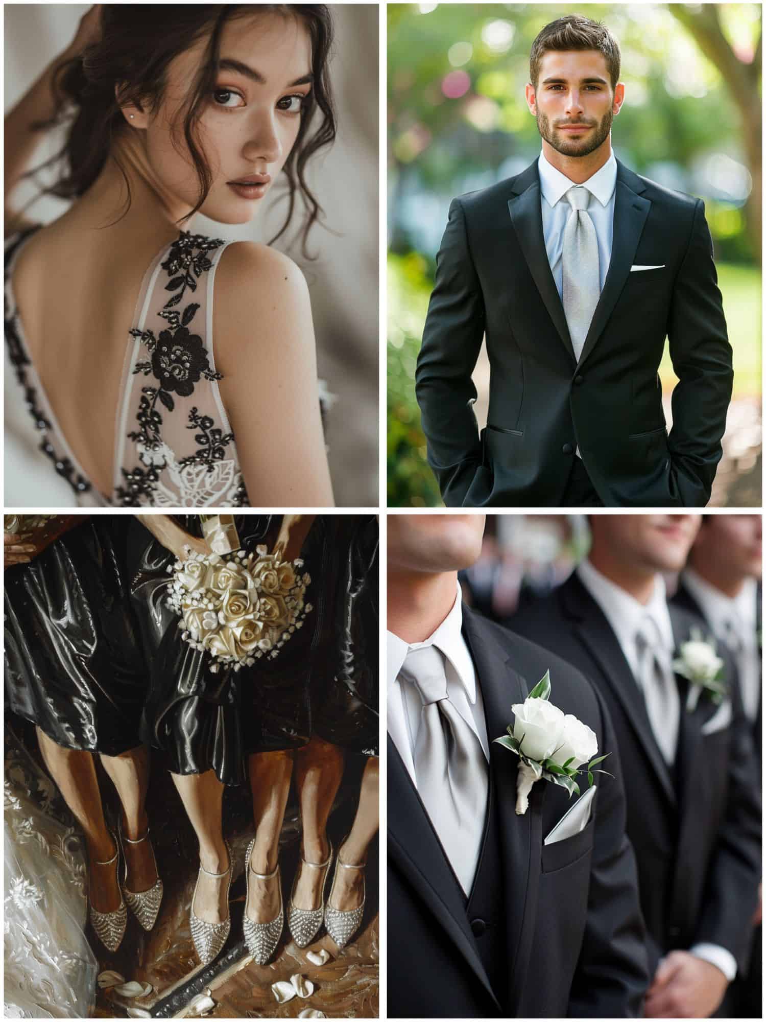 black and silver wedding theme ideas for attire