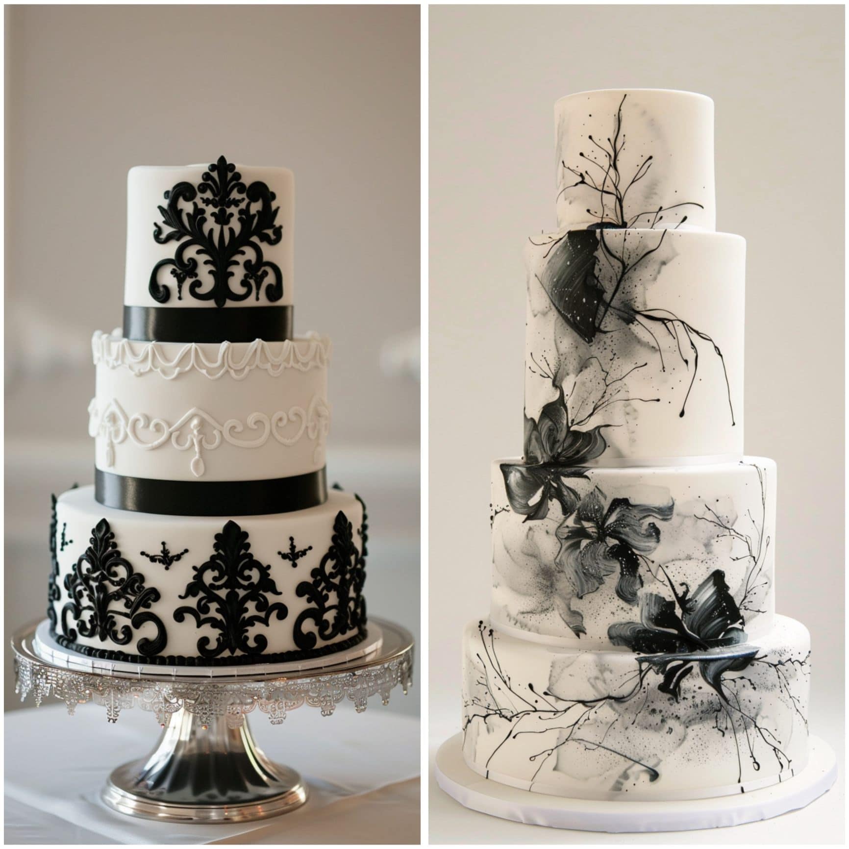 black and white wedding theme ideas for cake