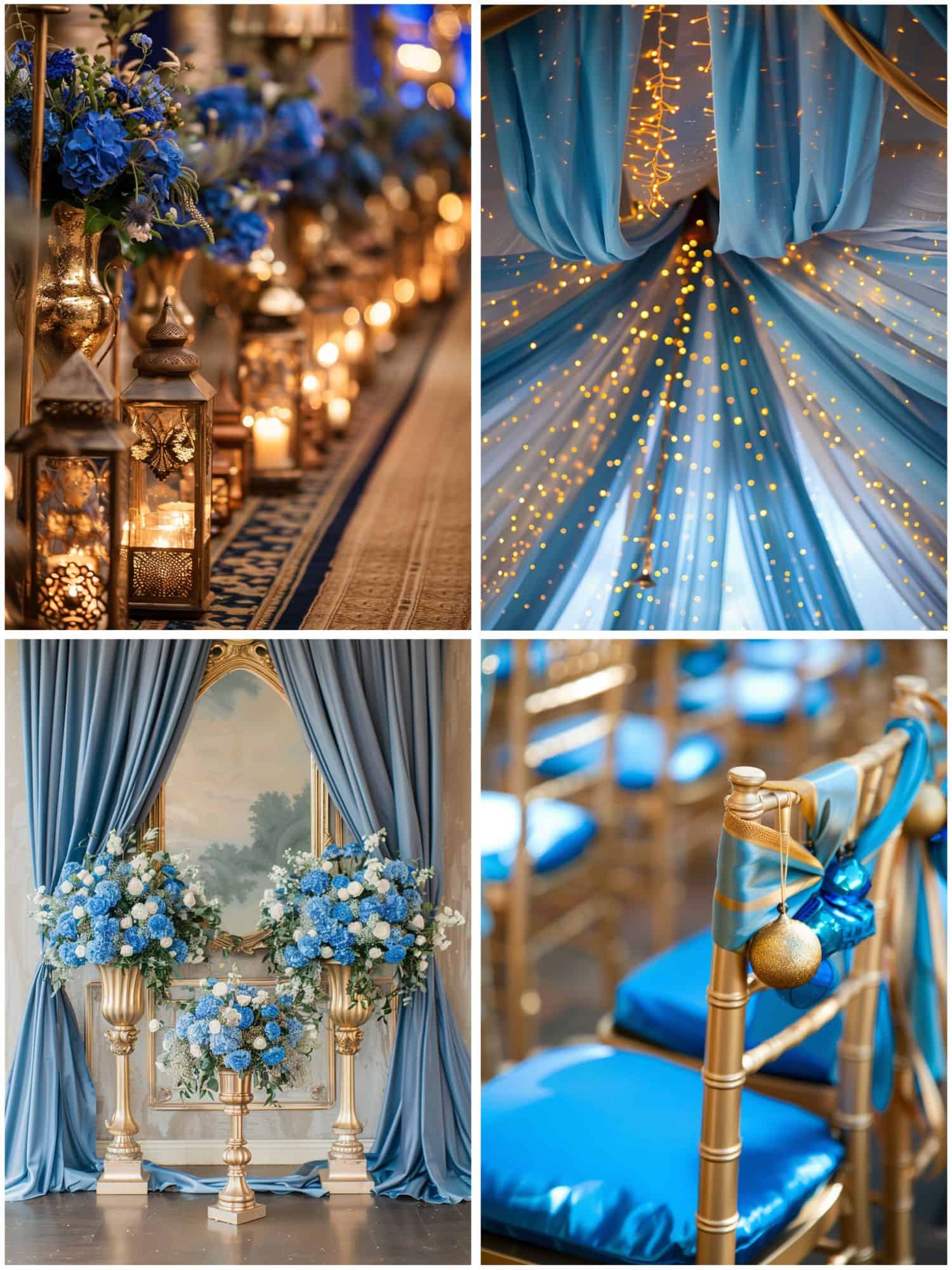 blue and gold wedding theme ideas for decor