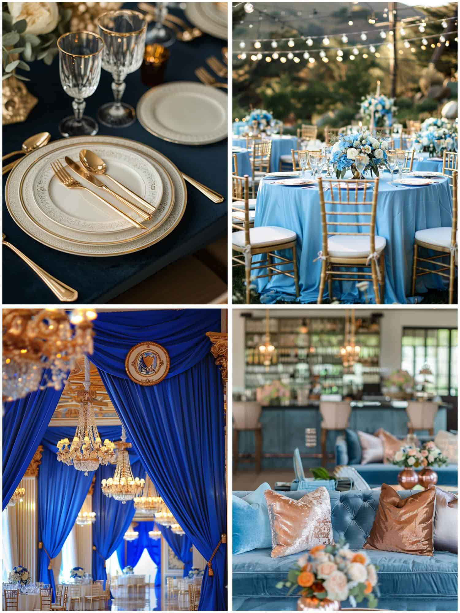 blue and gold wedding theme ideas