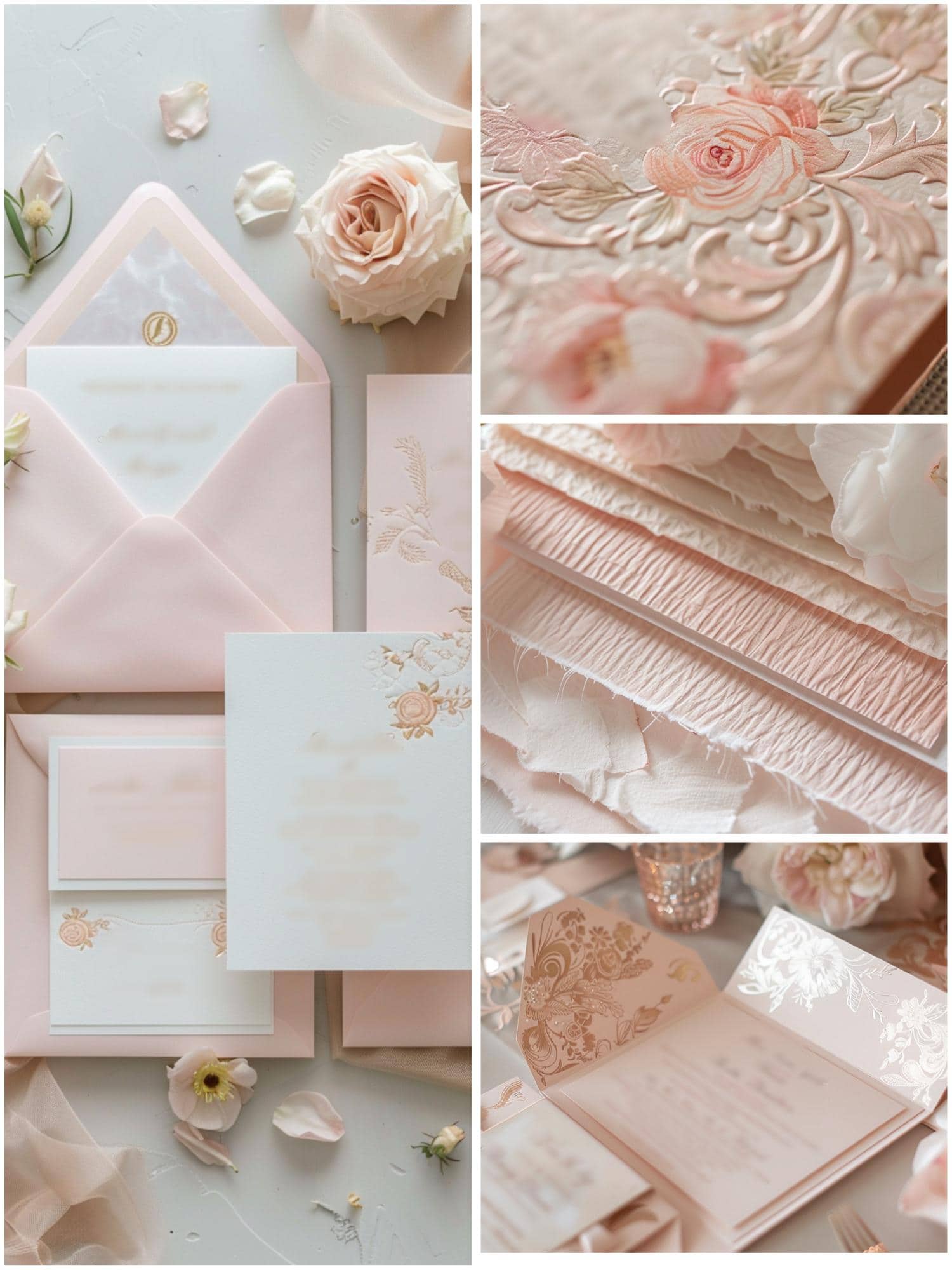 blush pink wedding invitation suite