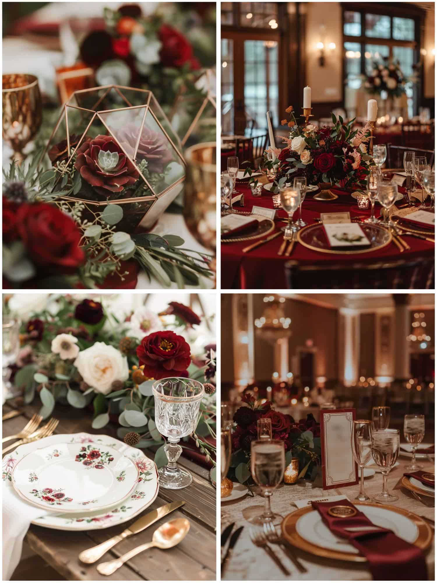 burgundy wedding theme ideas for table setting