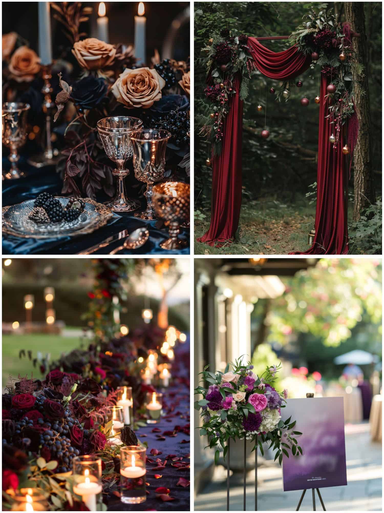 dark wedding theme ideas for color palette