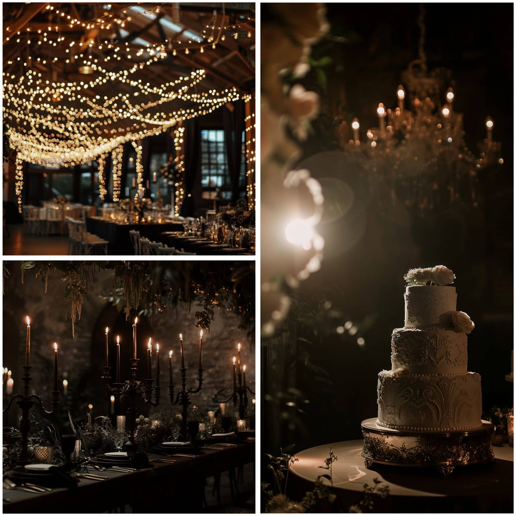 dark wedding theme ideas for lighting