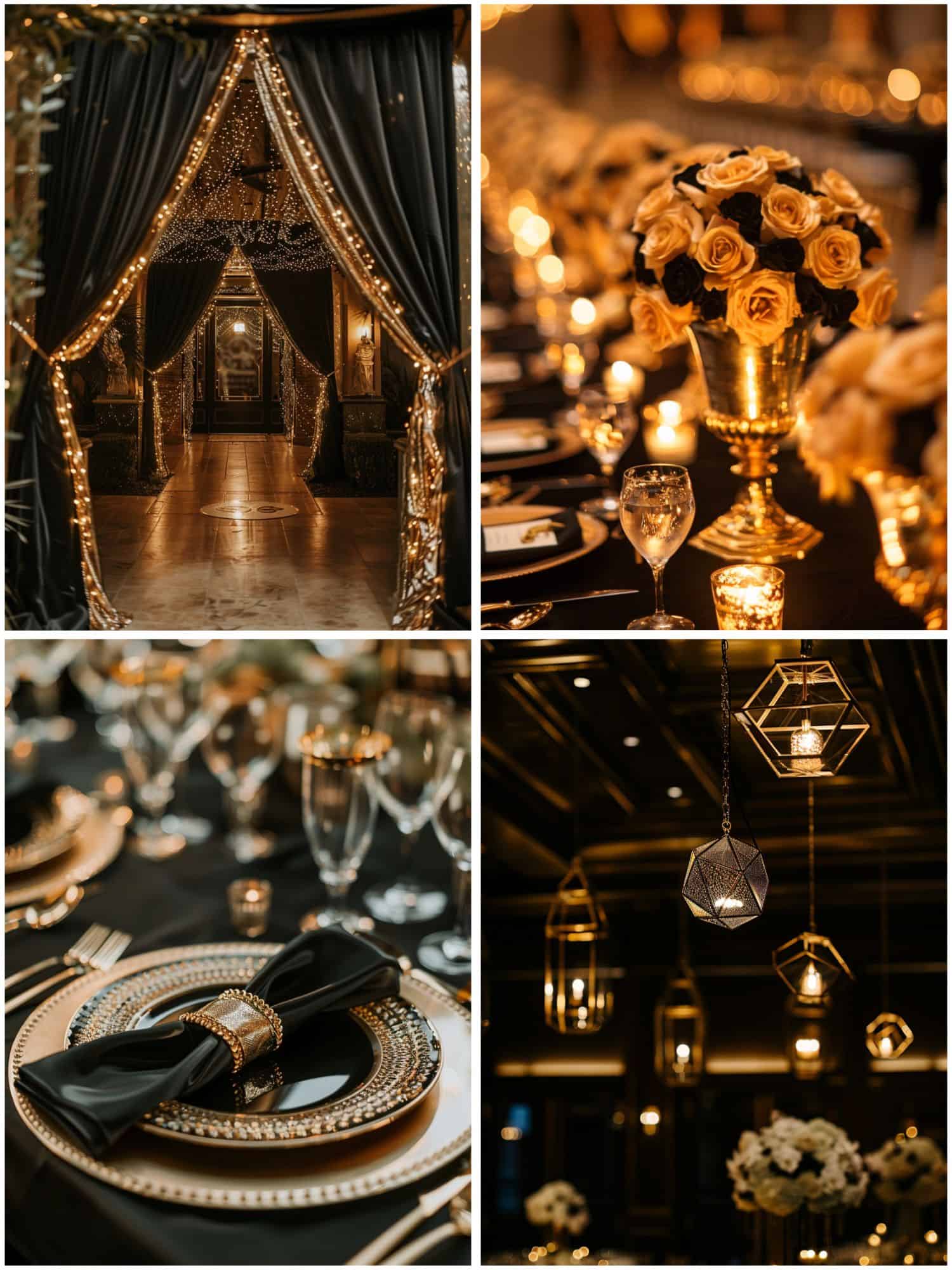 decor ideas for a black and gold wedding