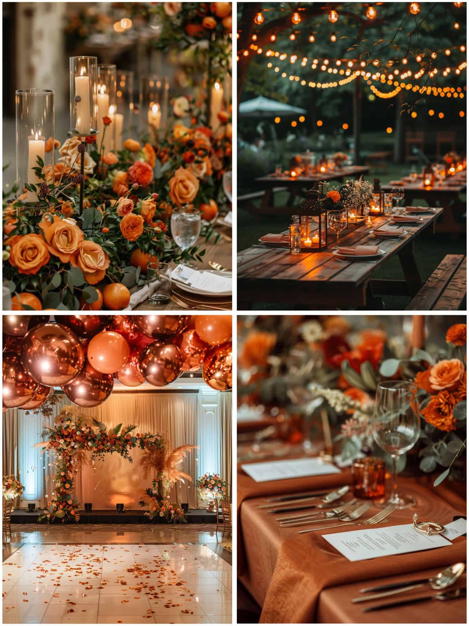 decor ideas for a burnt orange wedding theme