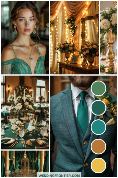 emerald green and gold