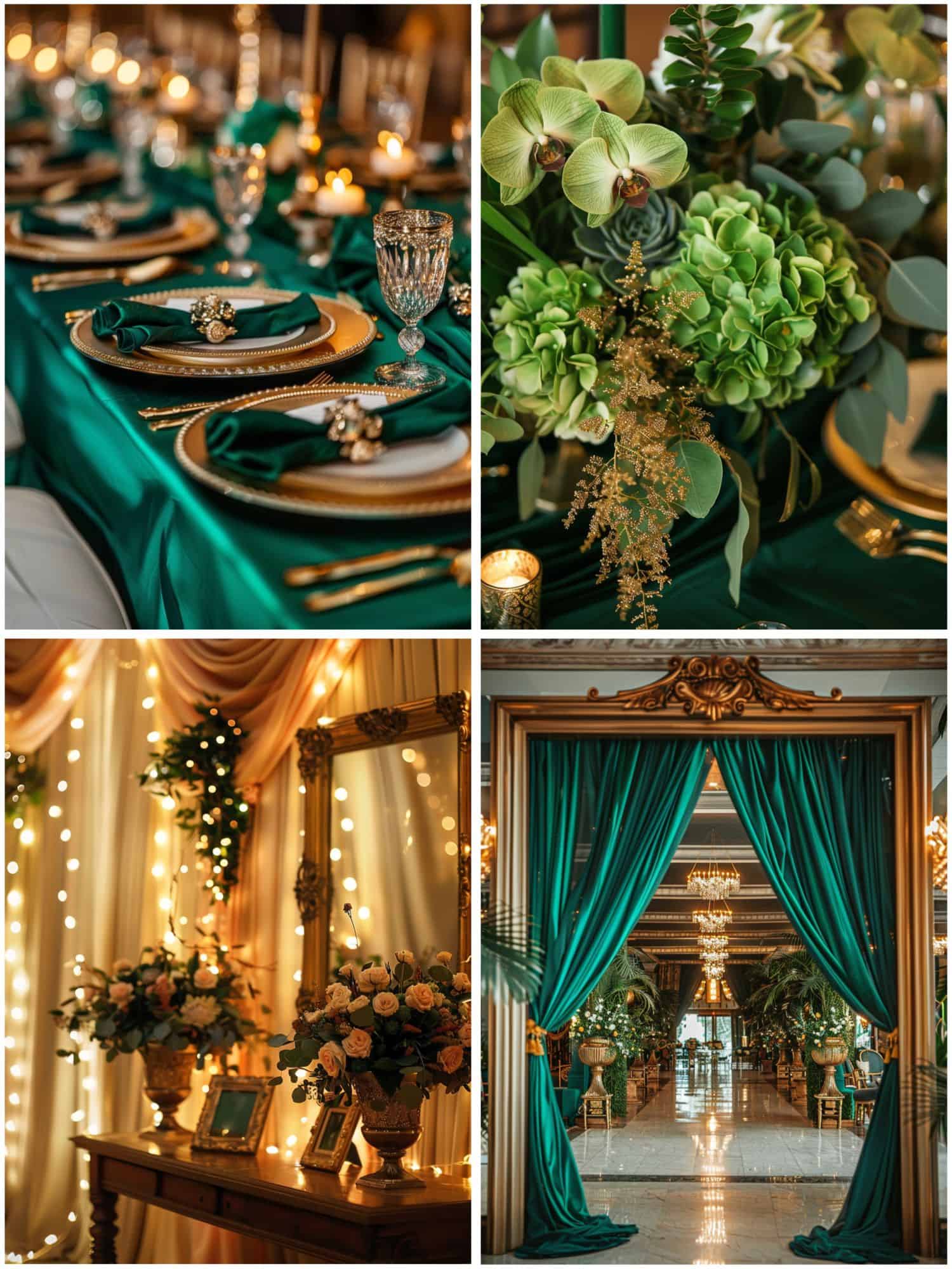 emerald green and gold wedding theme ideas for decor