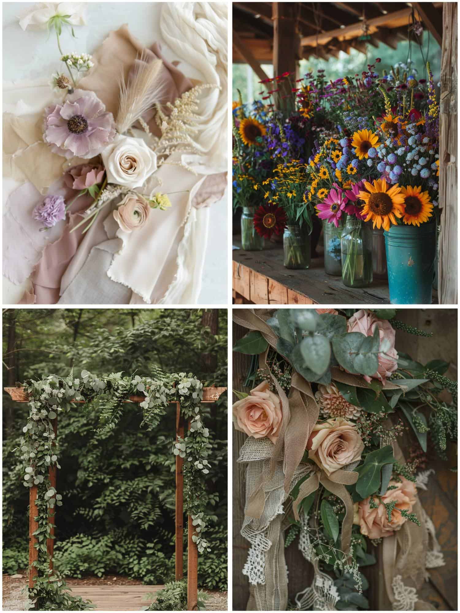 floral accents to a rustic wedding