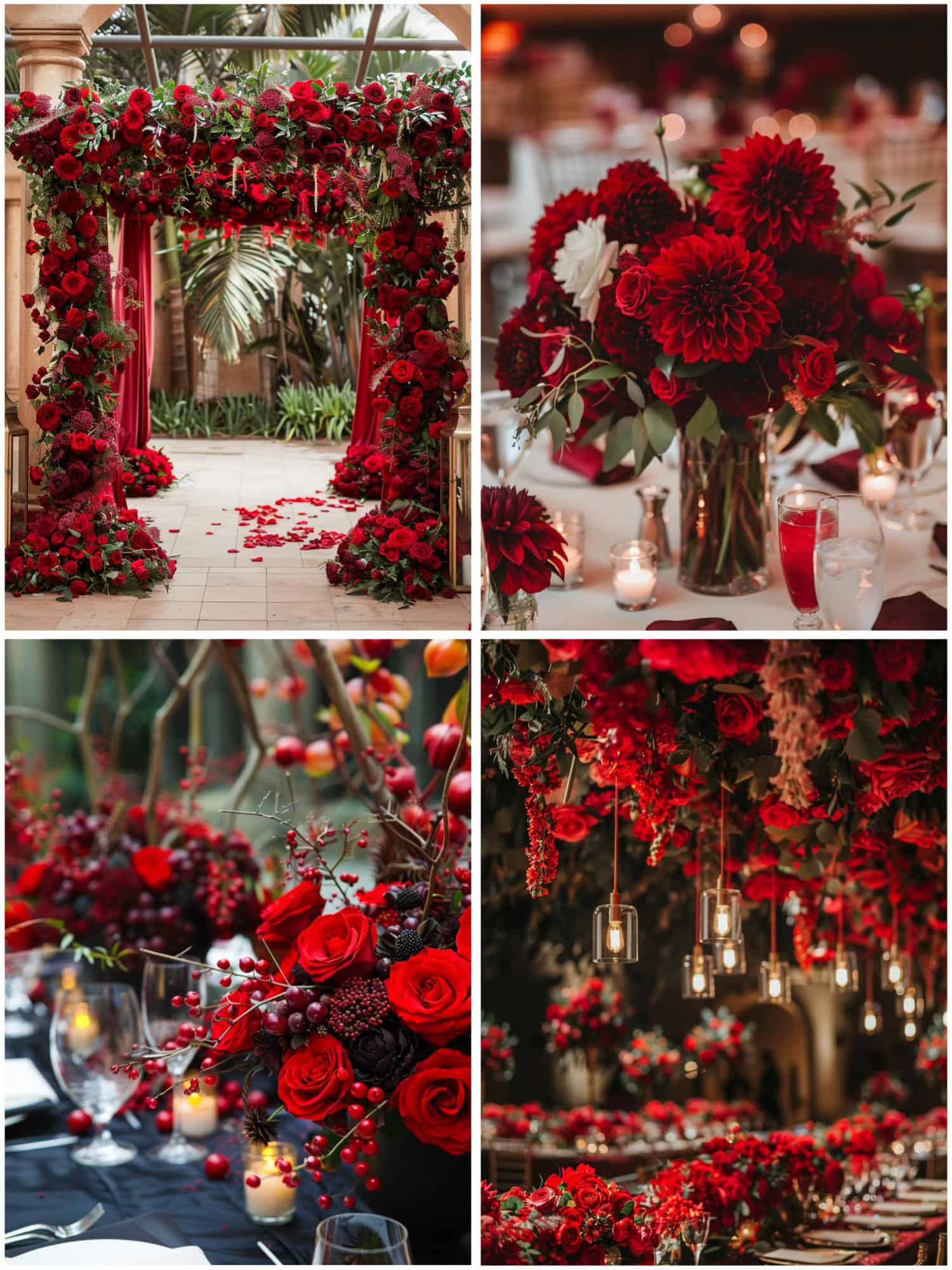 floral arrangements for red wedding theme