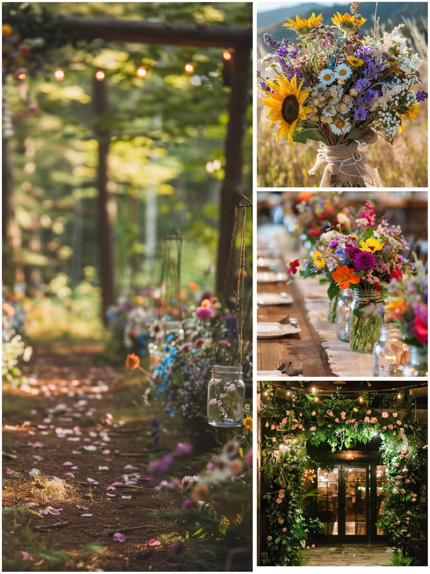 floral decor for rustic country wedding