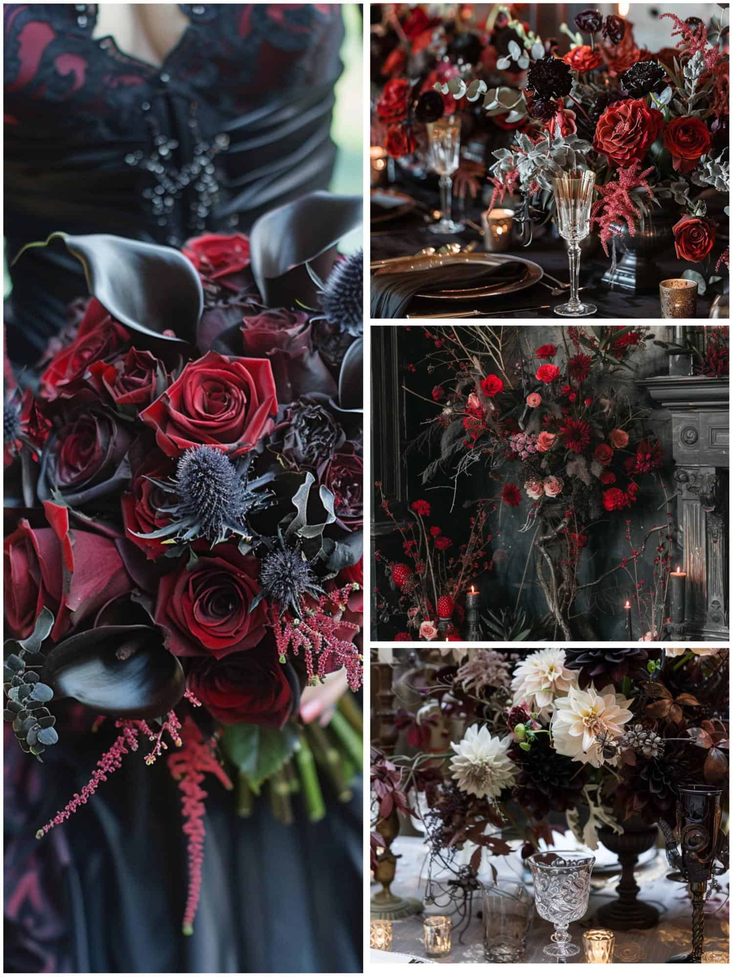 floral details for a gothic wedding