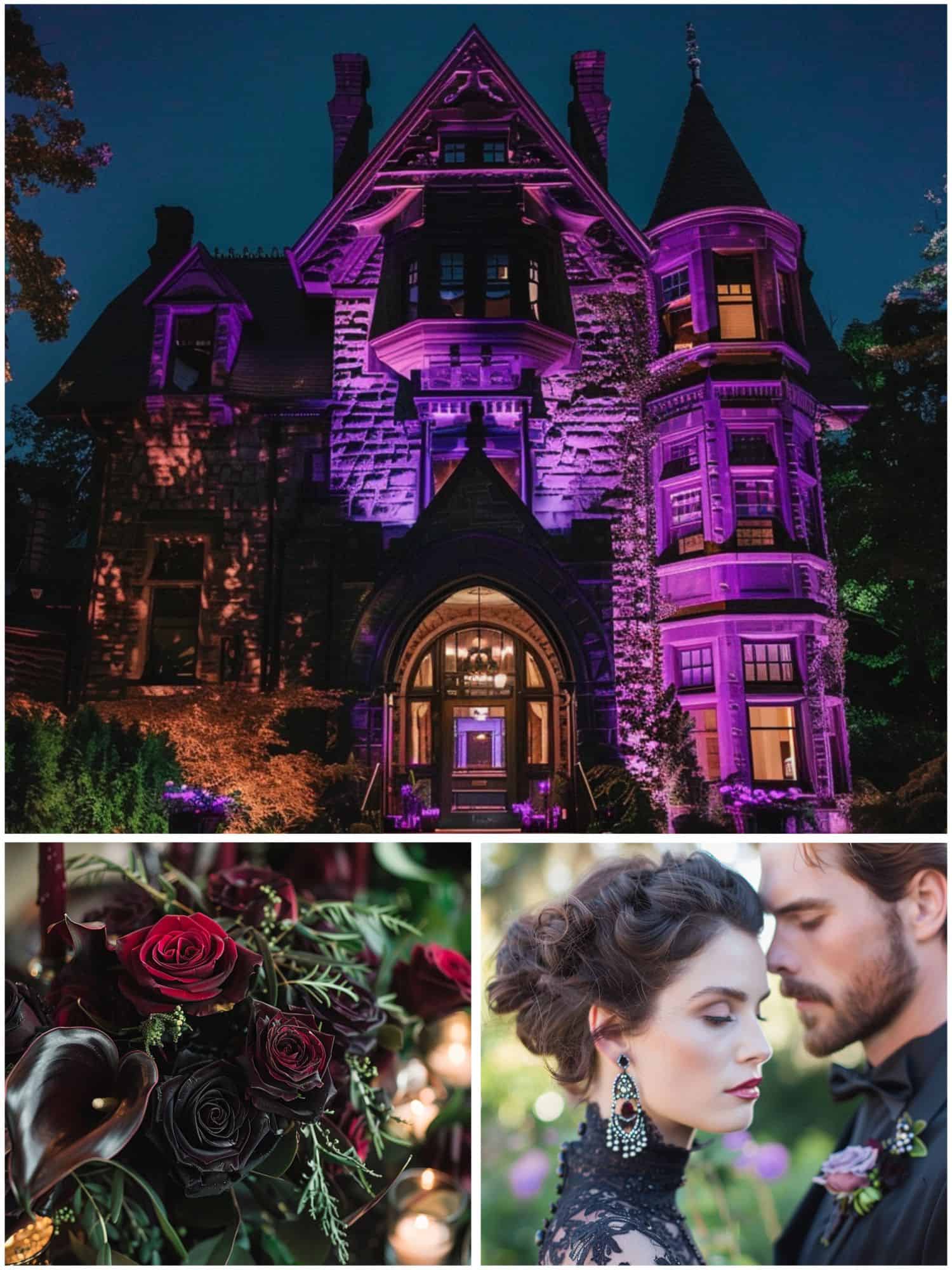 gothic romance themed black and purple wedding