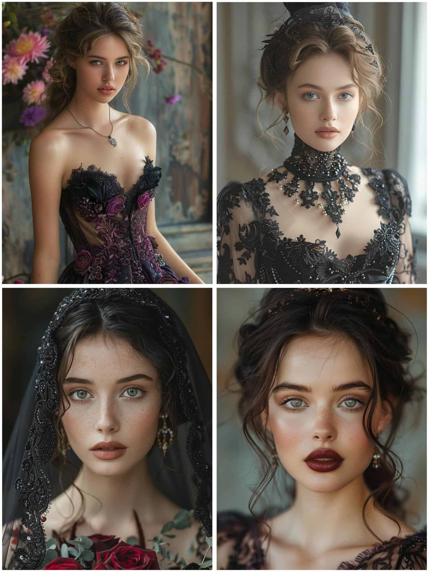 gothic wedding theme ideas for bridal attire