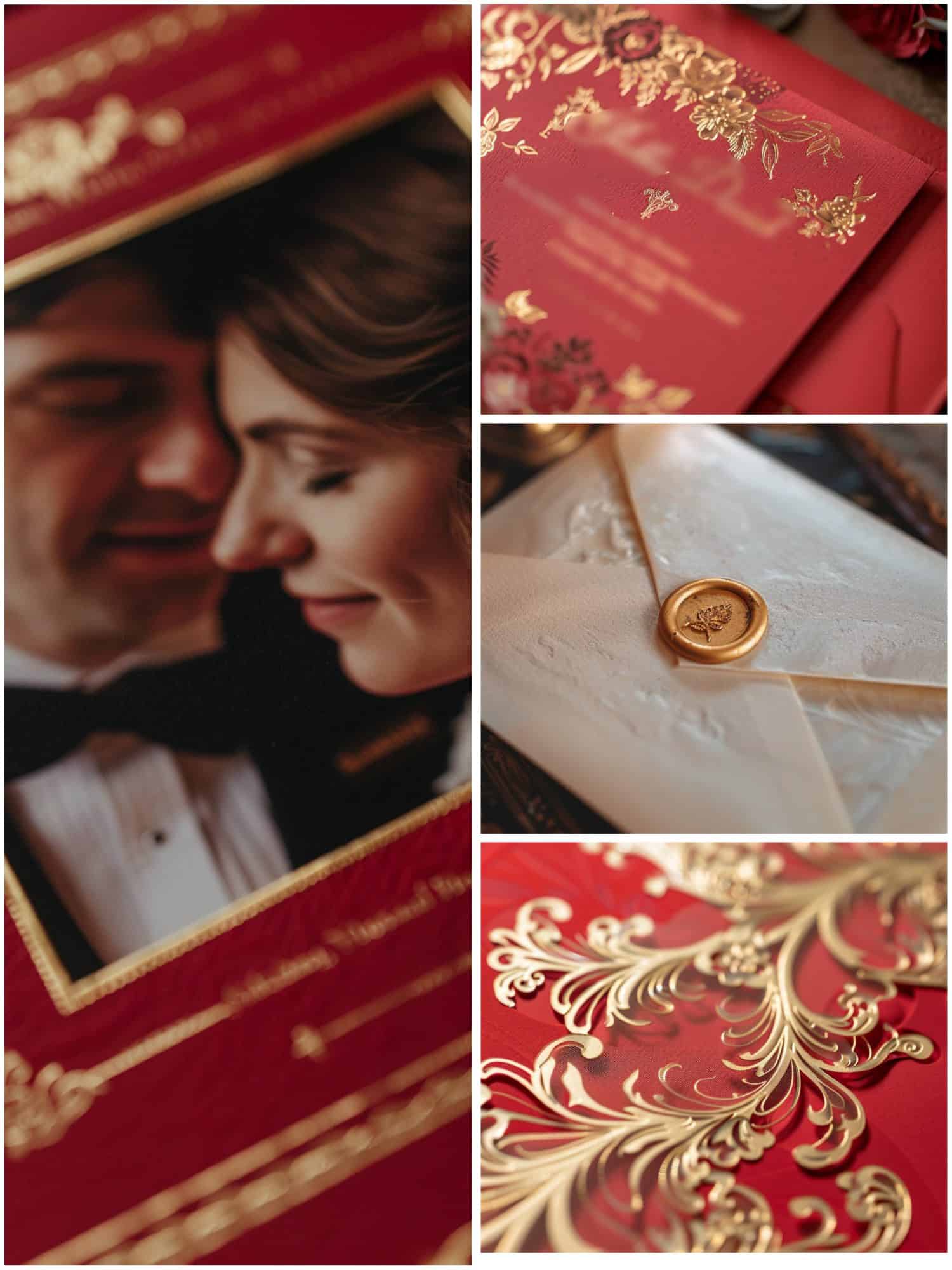 invitations for a royal red and gold wedding