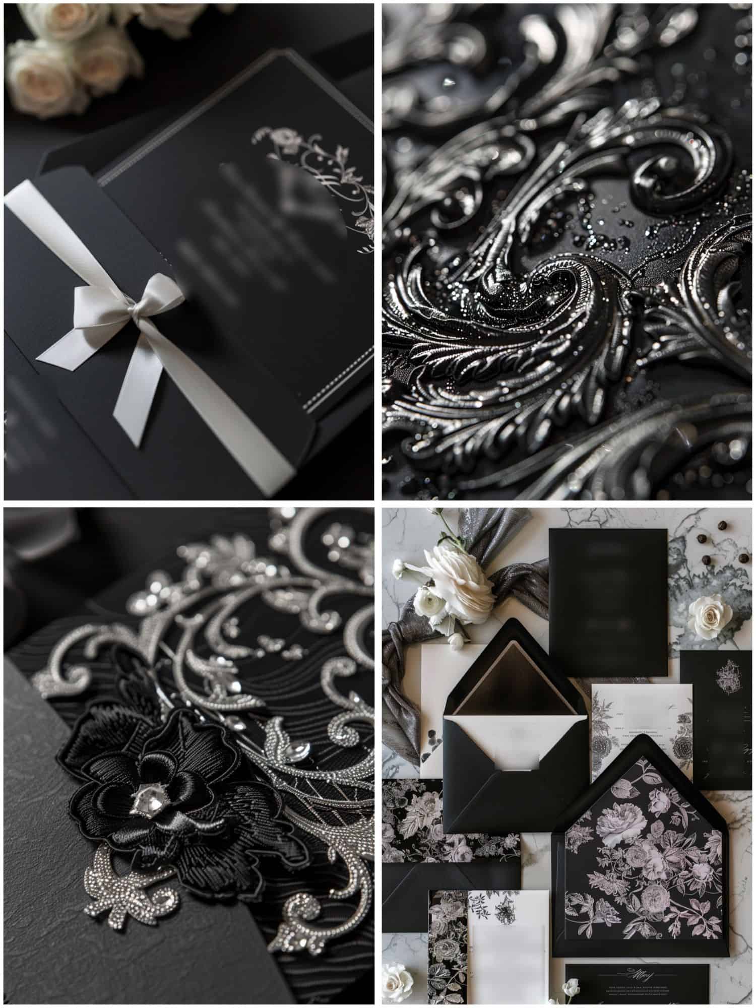 invitations in black and silver