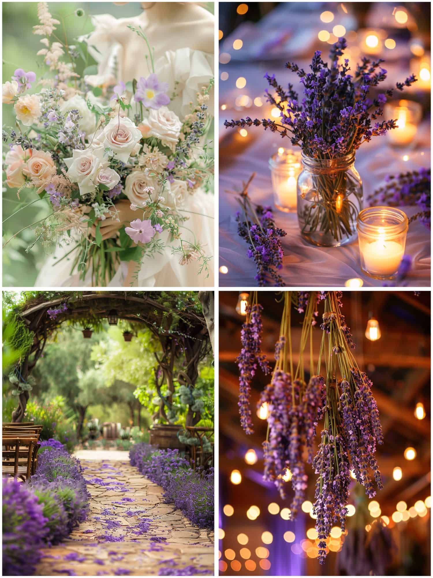 lavenders incorporated into decor and bouquets