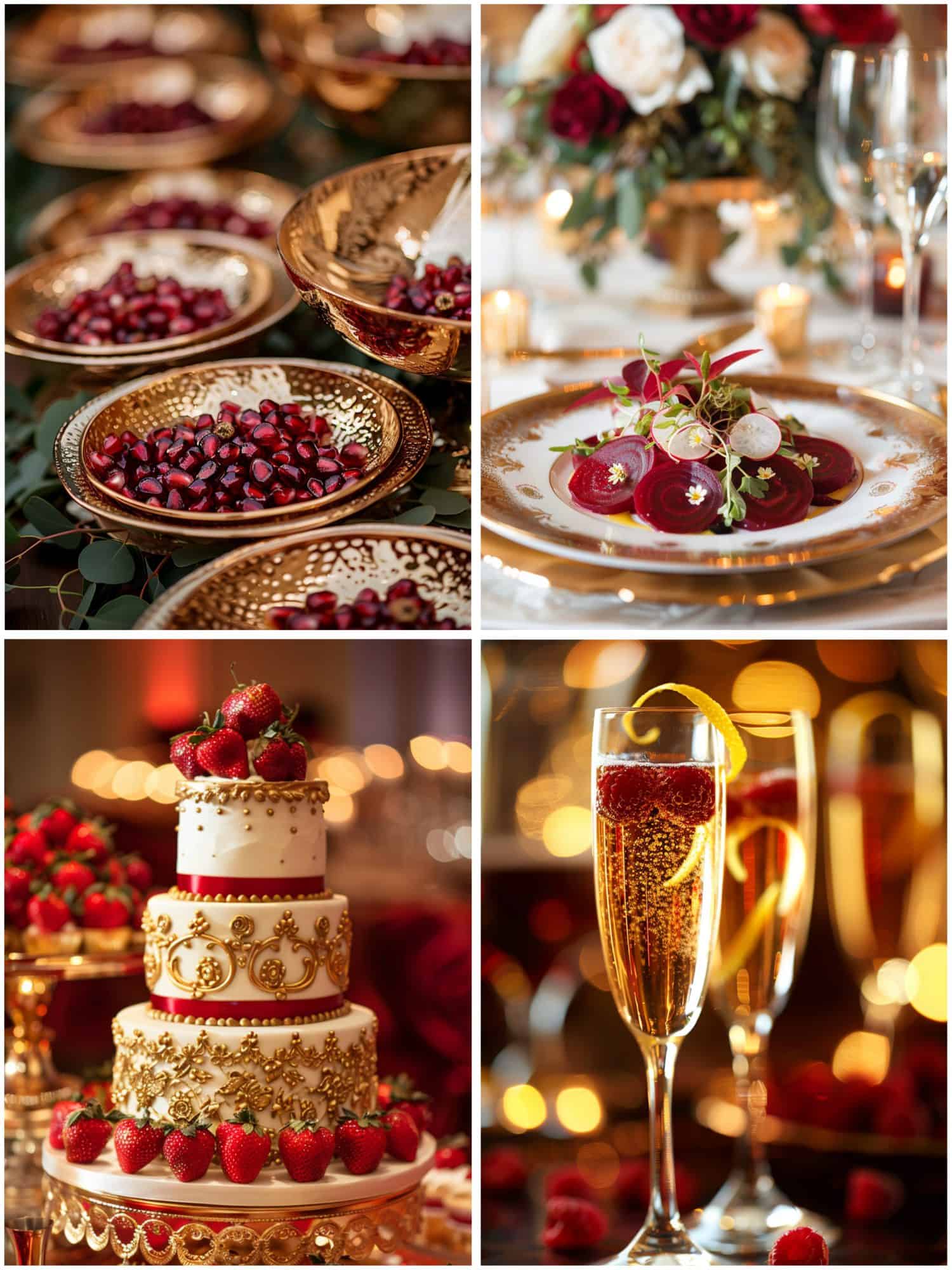 menu for a royal red and gold wedding theme