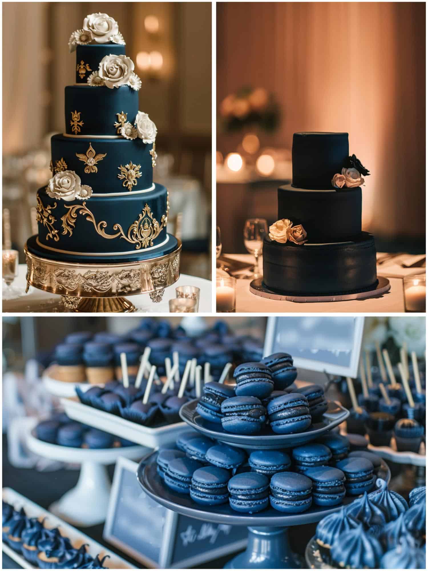 navy blue wedding desserts