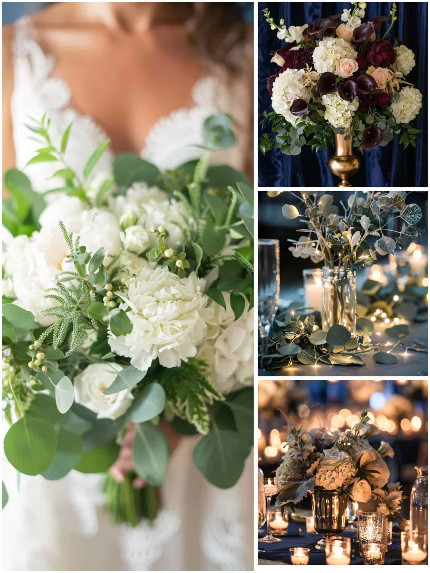 navy-inspired floral details for a wedding