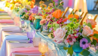 pastel rainbow wedding tablescape