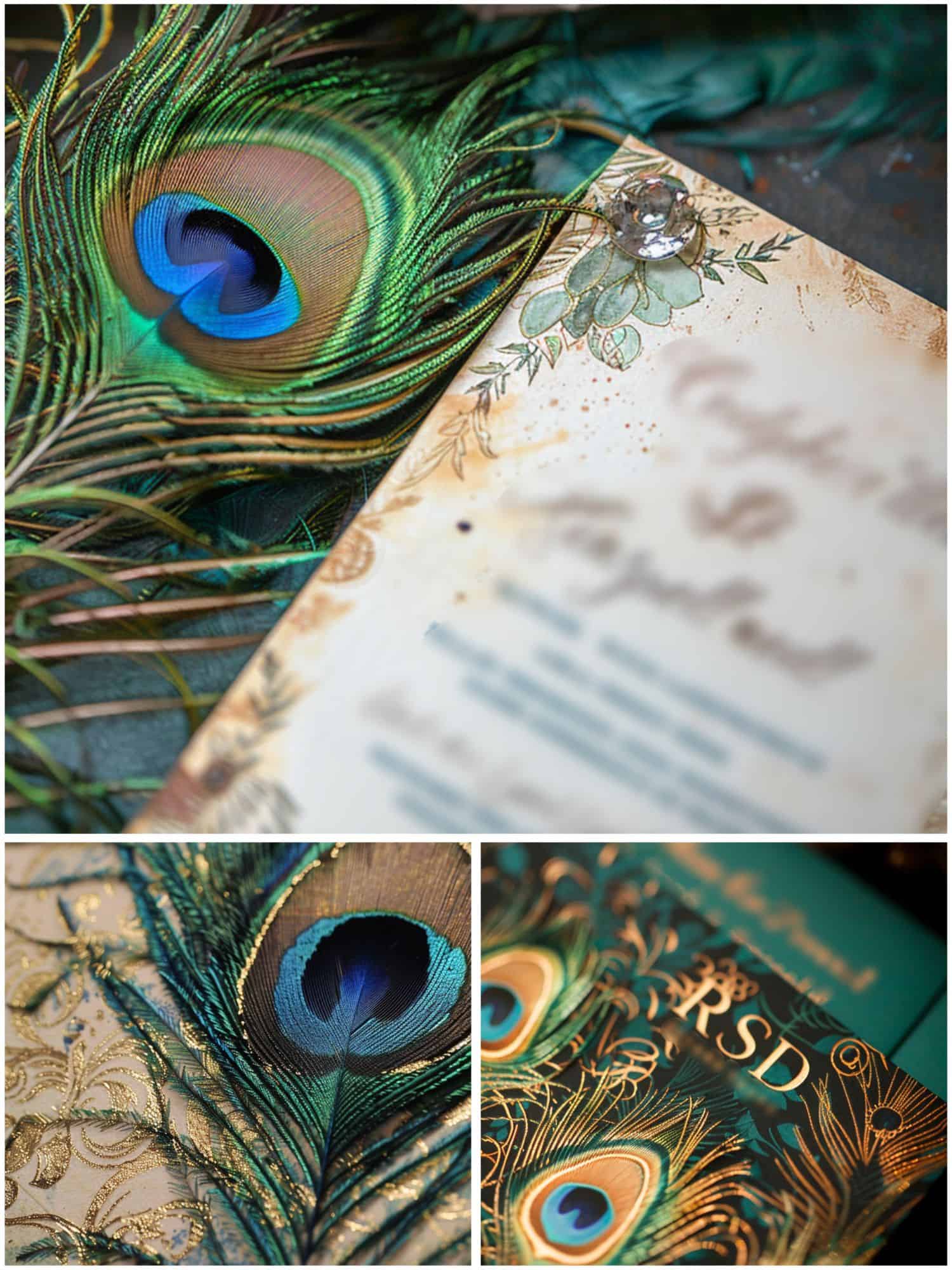 peacock wedding theme ideas for invitations