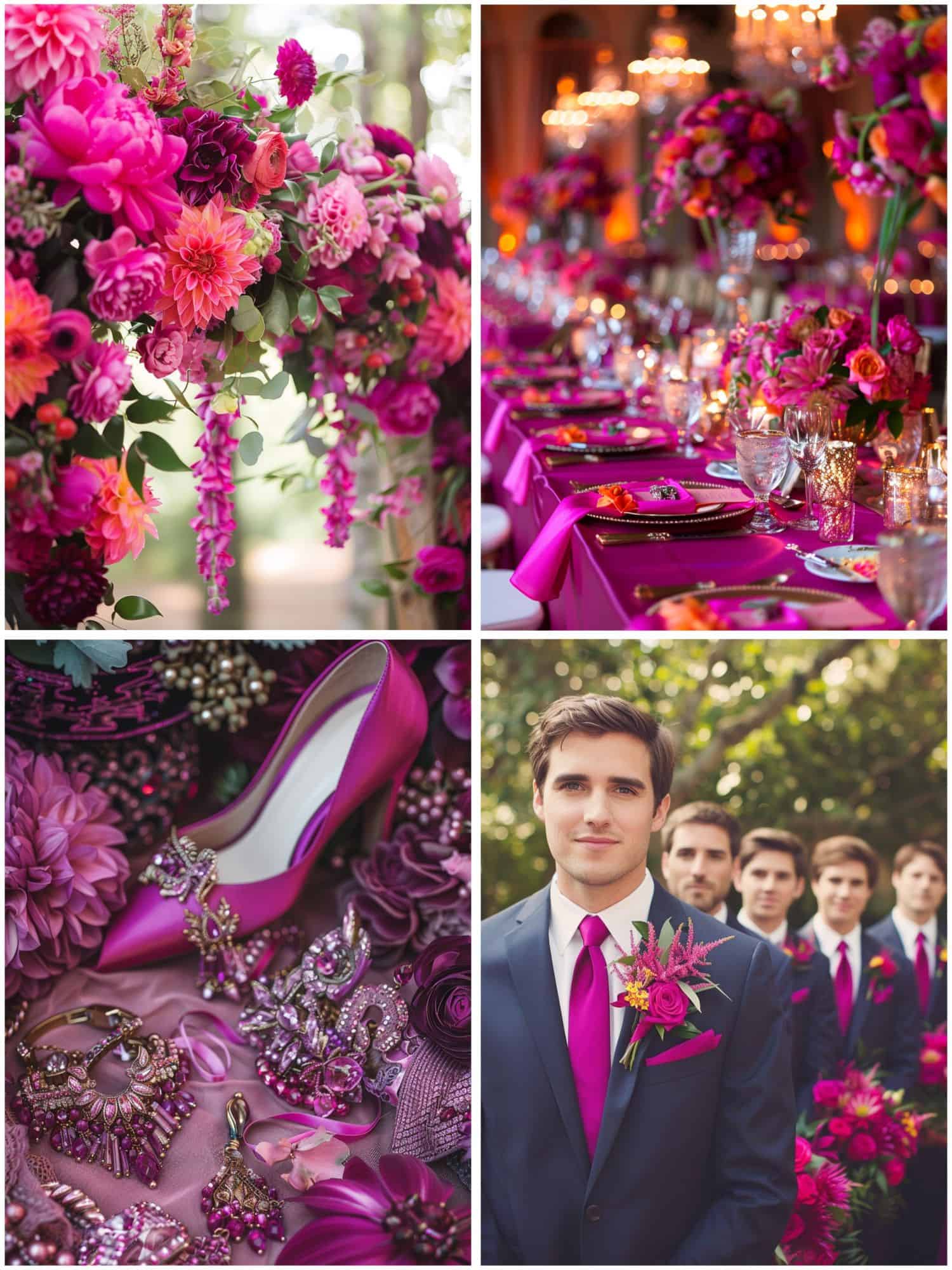 pink wedding theme with fuchsia details