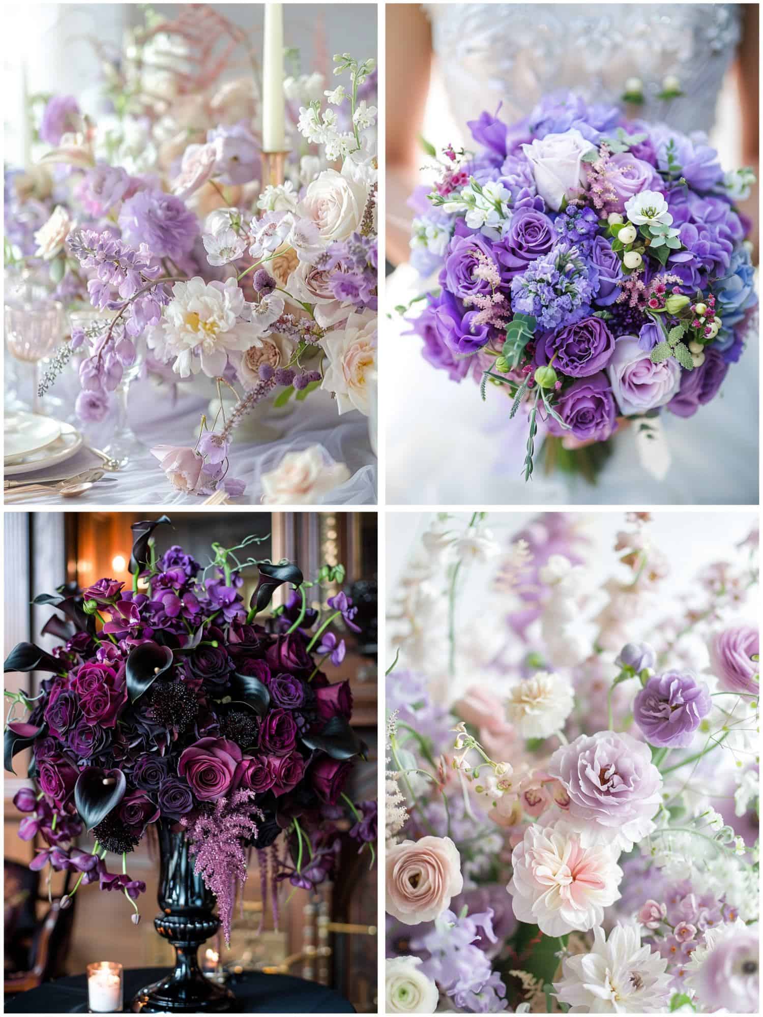 purple wedding floral arrangements