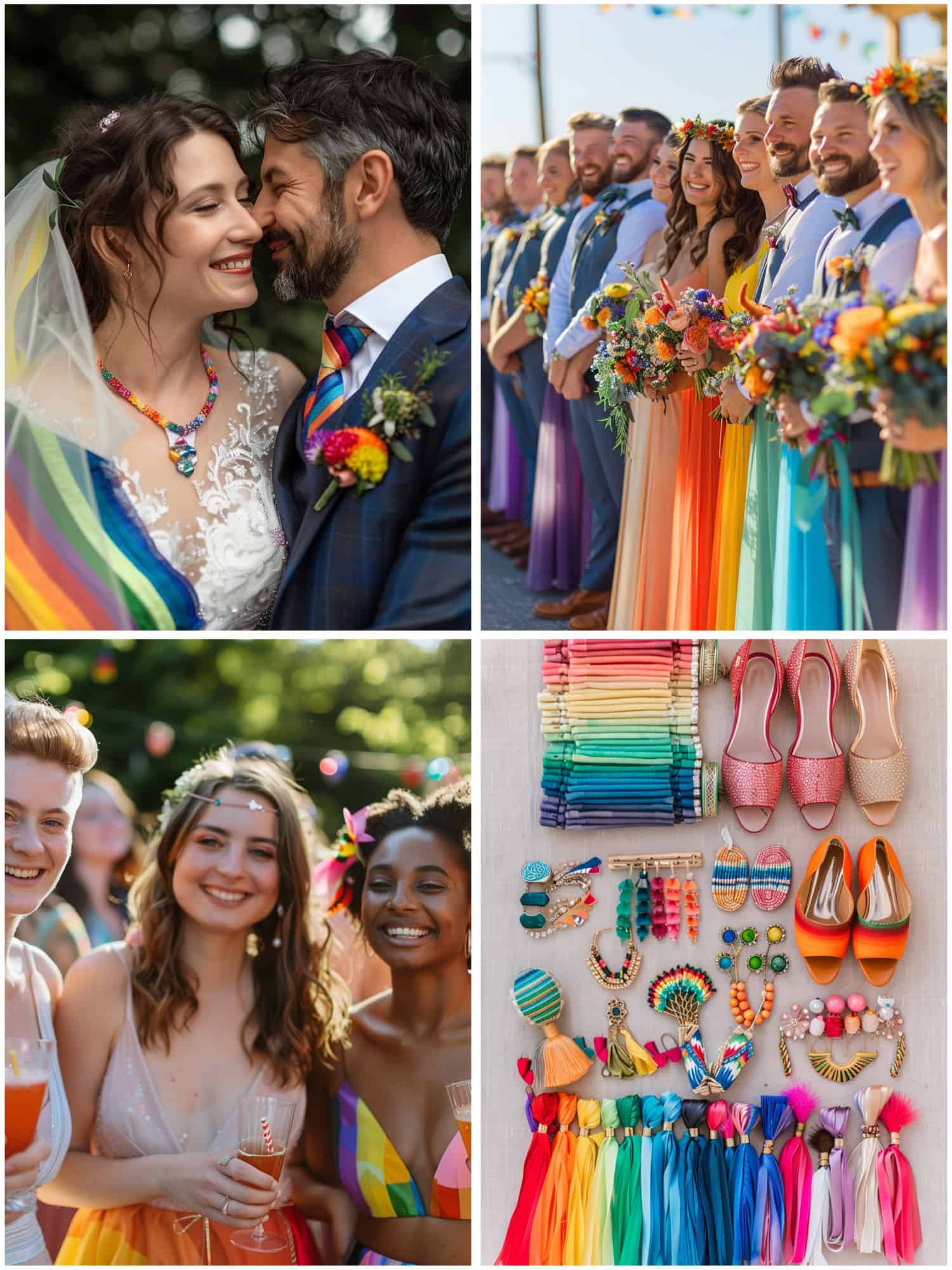 rainbow wedding attire and accessories