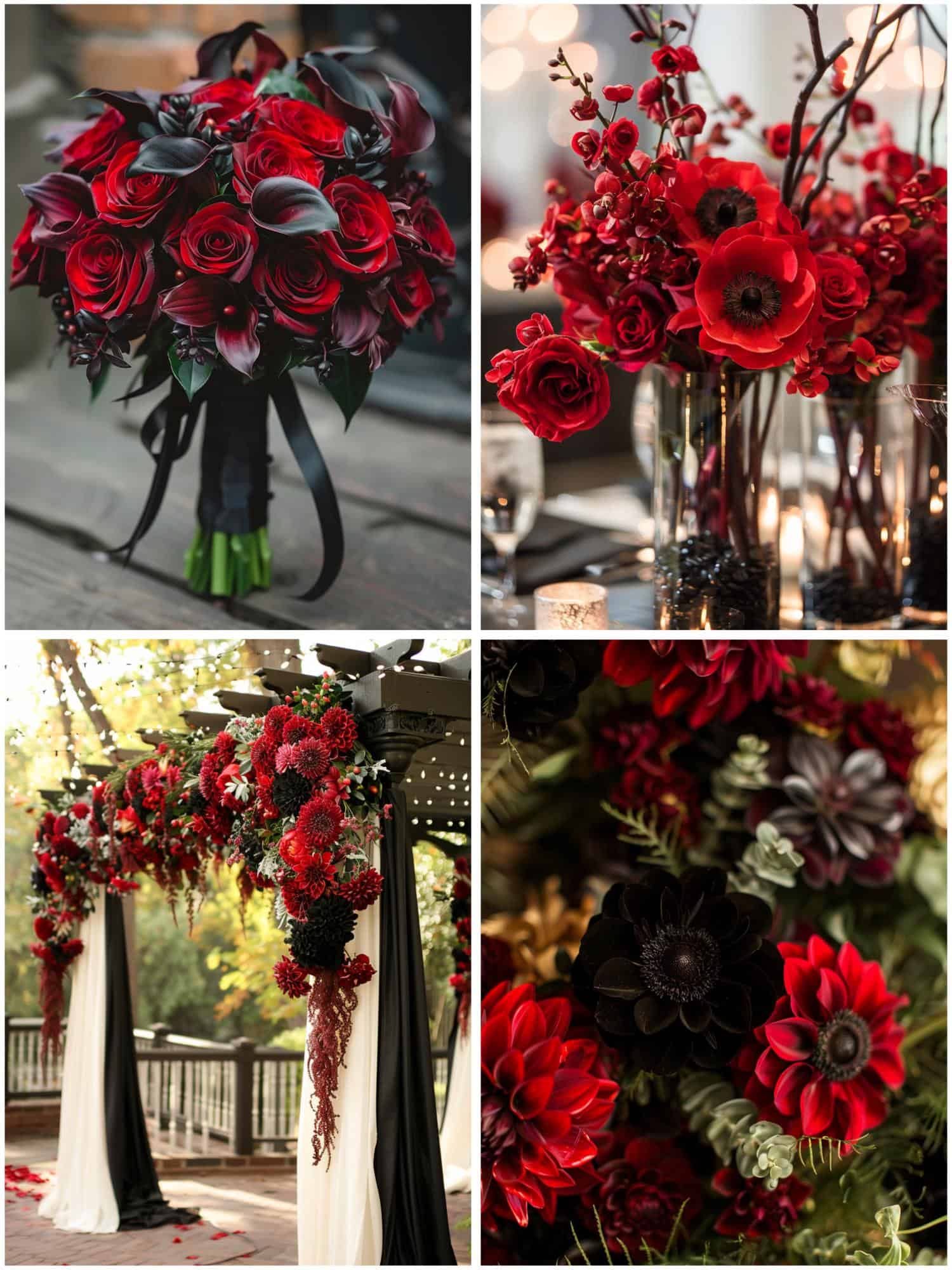 red and black flowers as decor