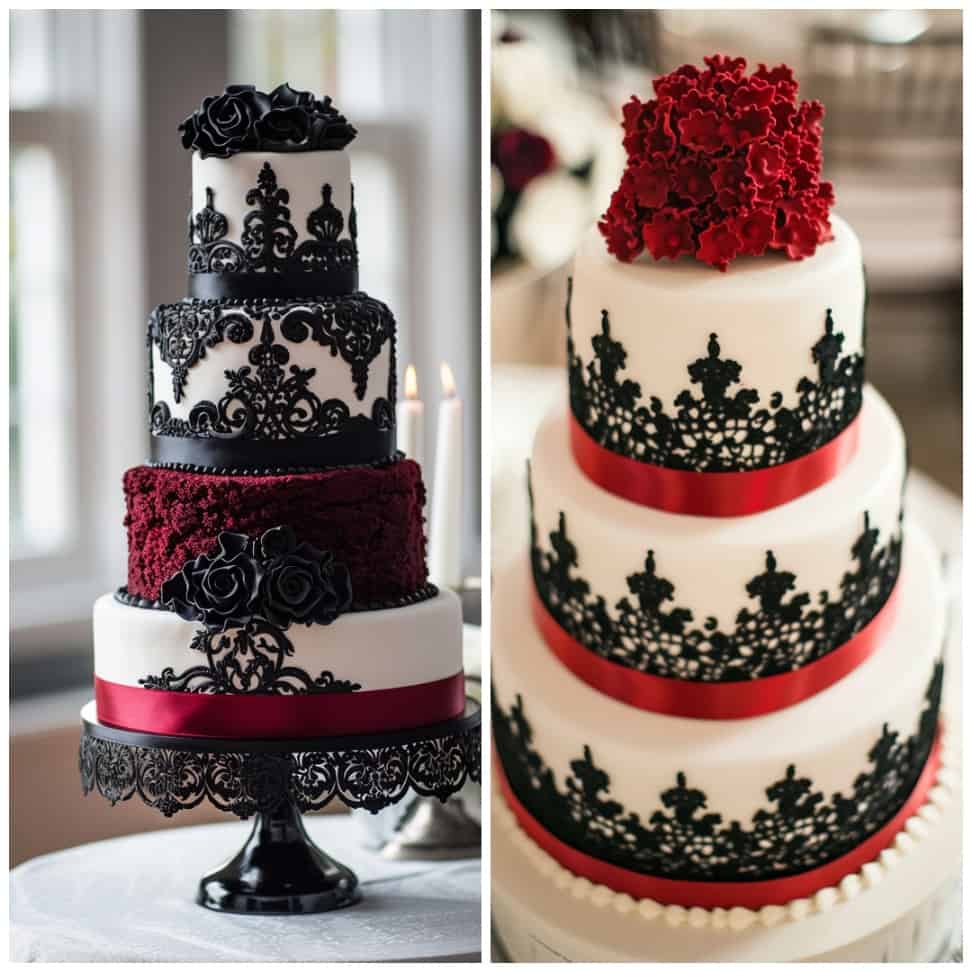 red and black wedding cakes