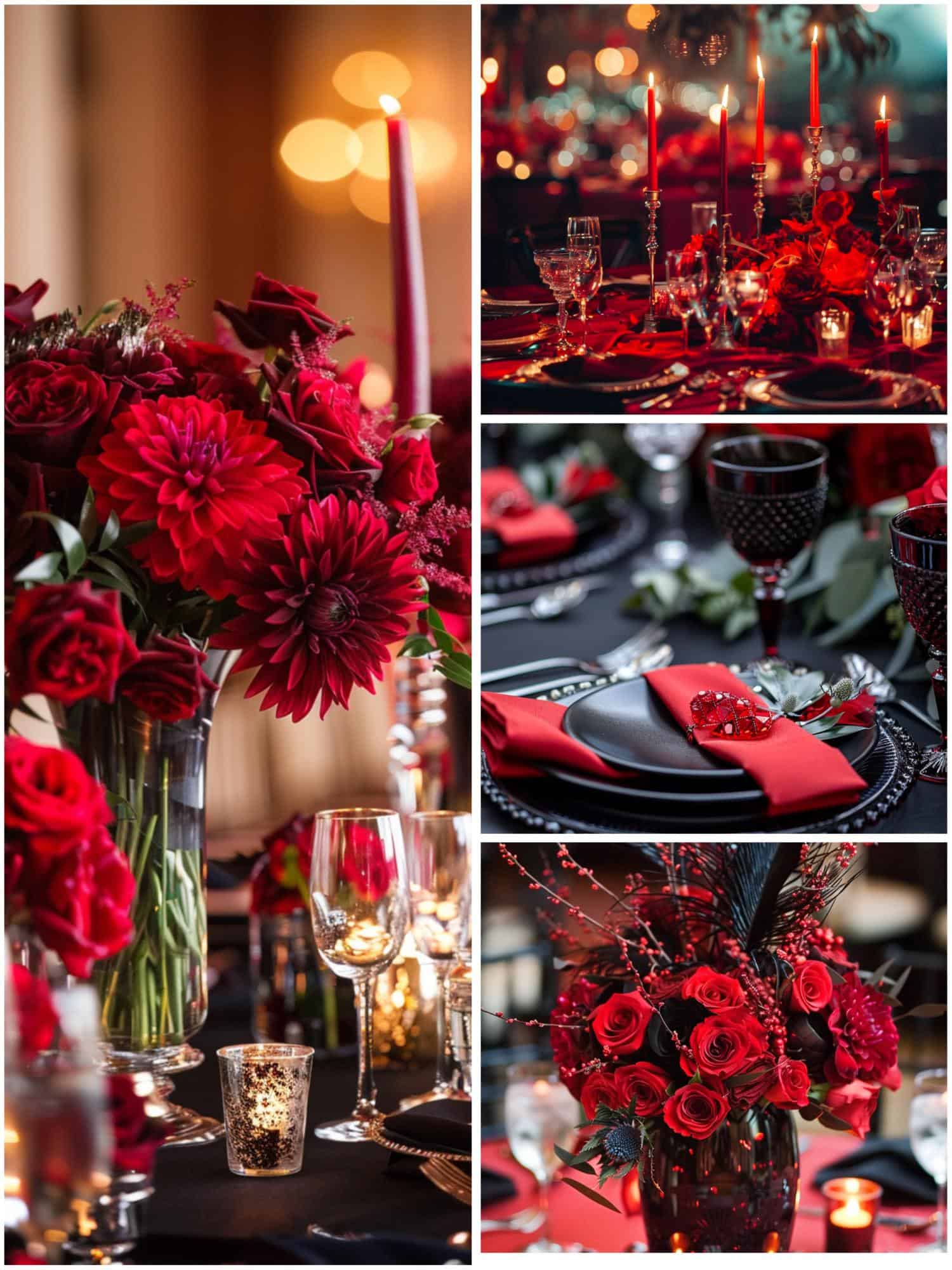 red and black wedding theme ideas for tablescapes