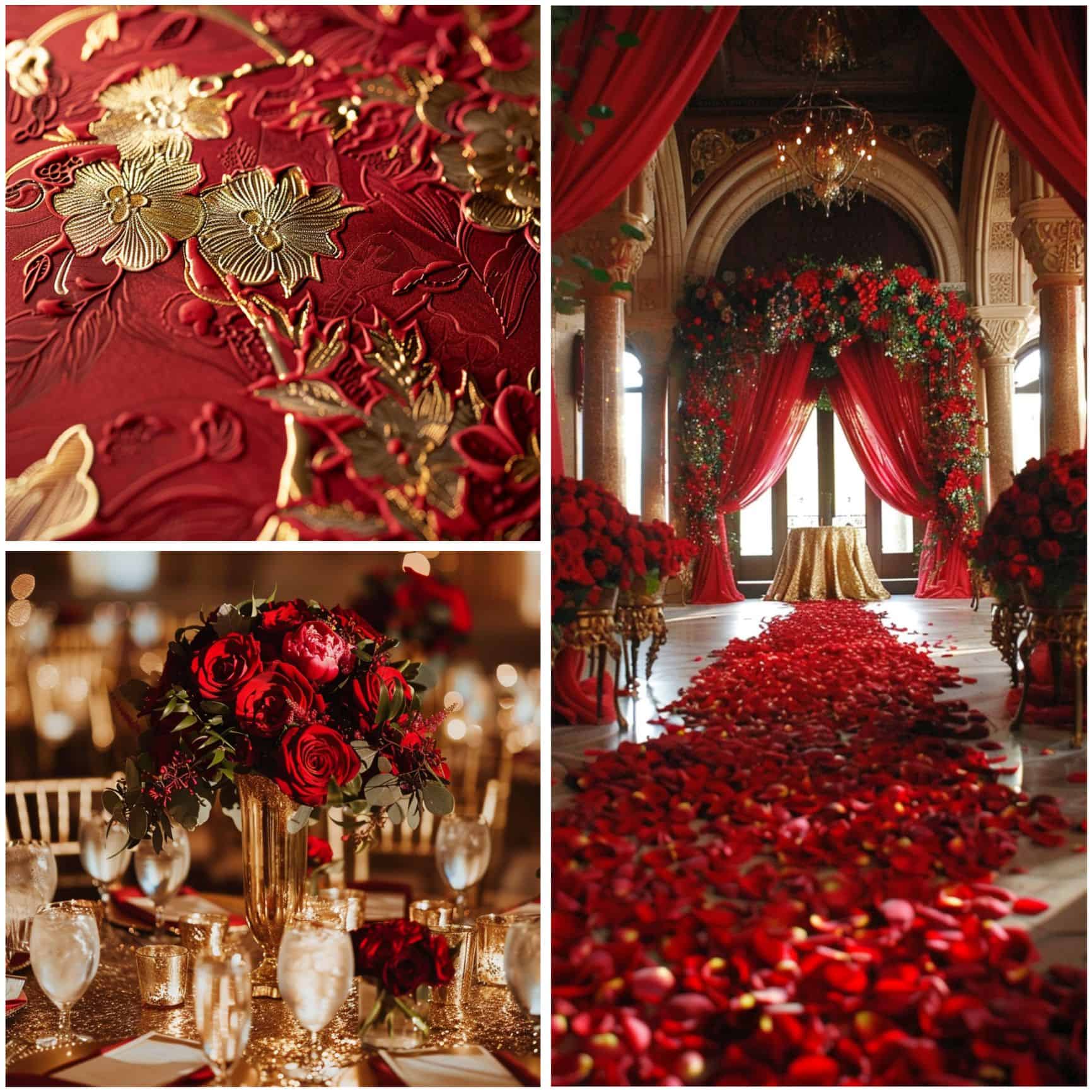 red and gold wedding details