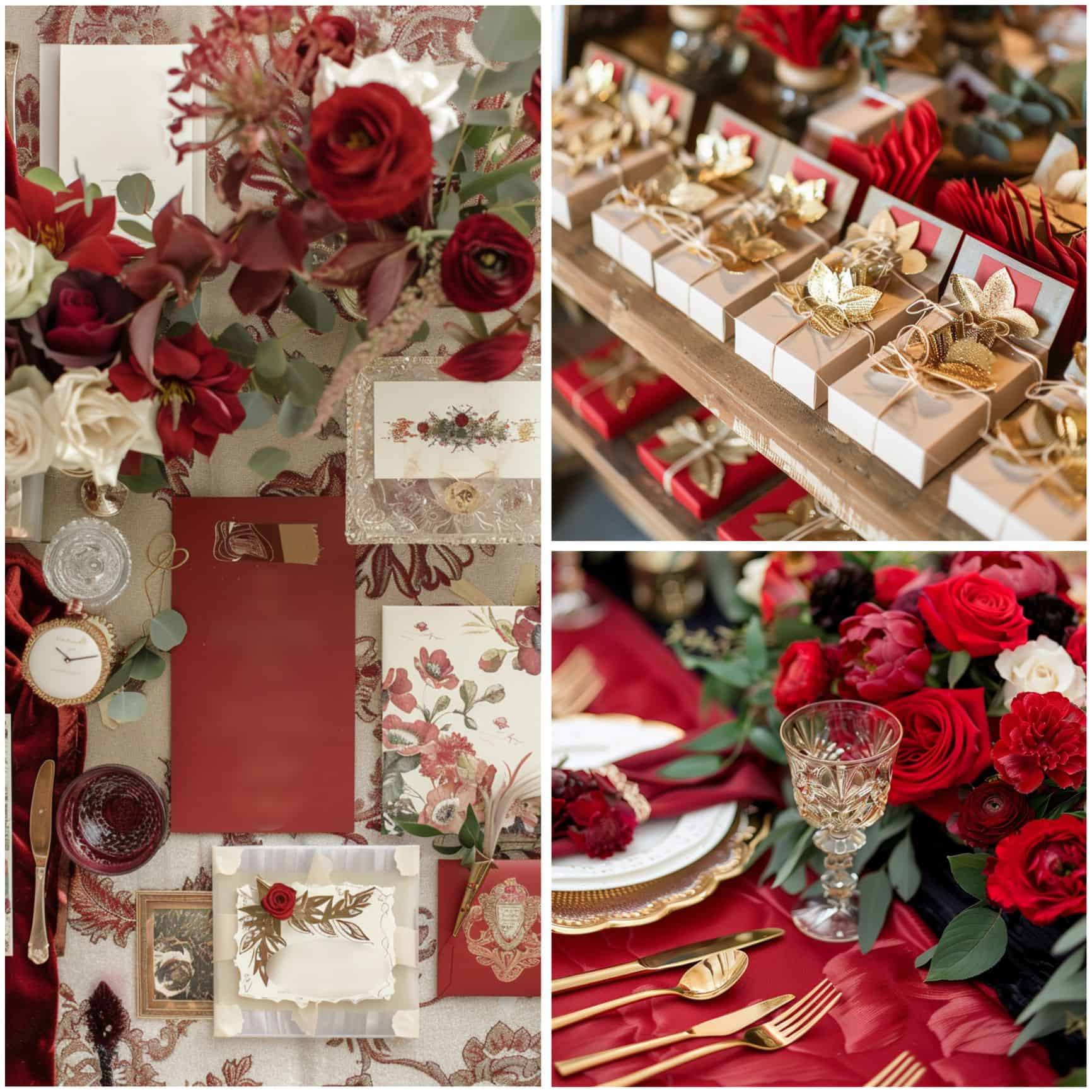 red and gold wedding theme ideas for small details
