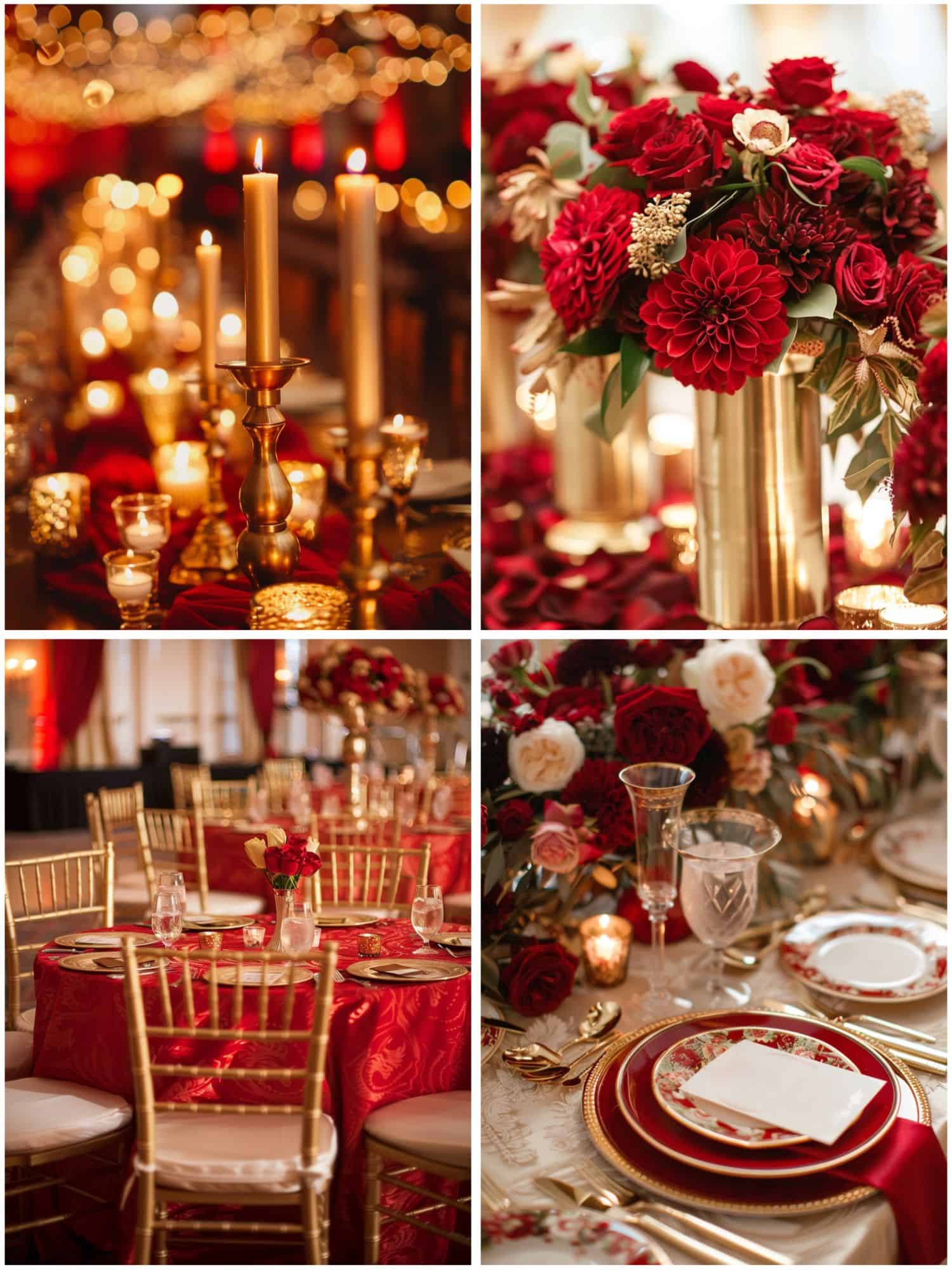 red and gold wedding theme ideas for table decor