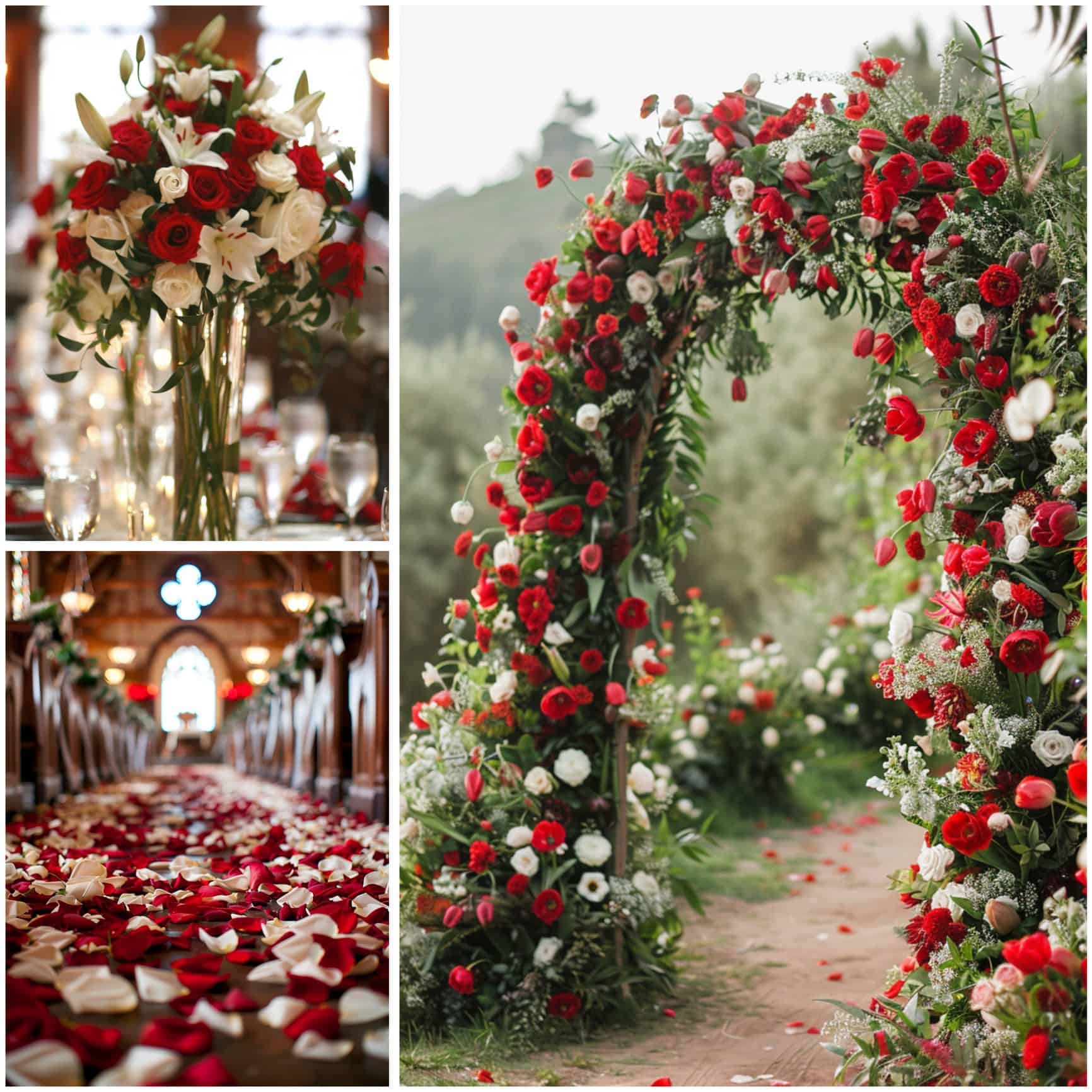 red and white wedding theme ideas for incorporating flowers